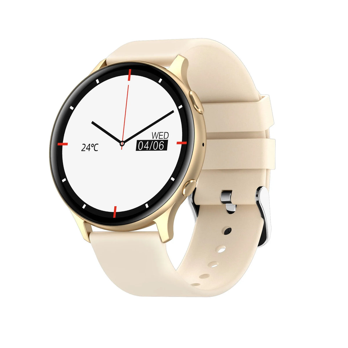 Smart watch with 1.32 inch TFT touchscreen, silicone strap, and Bluetooth call support in black