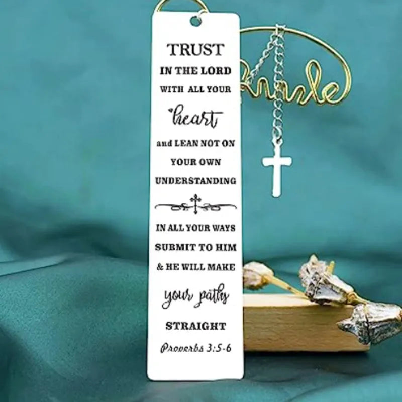 Stainless steel metal bookmark with European style design in steel colour for Bibles and books