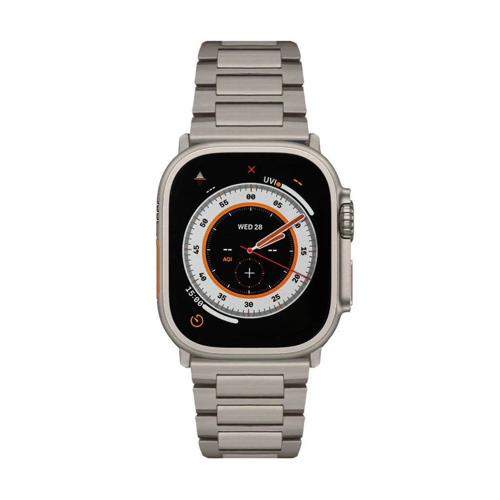 Silver titanium I-shaped watch strap for Apple Watch Ultra 49mm