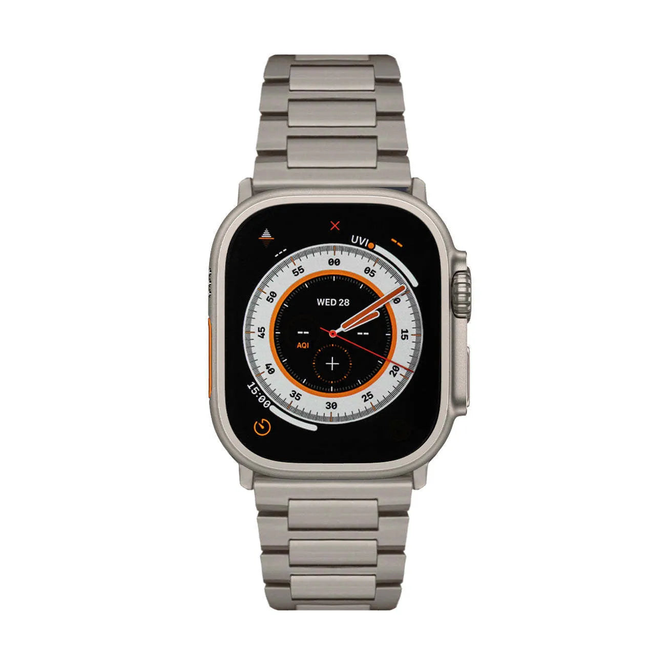 Silver titanium I-shaped watch strap for Apple Watch Ultra 49mm