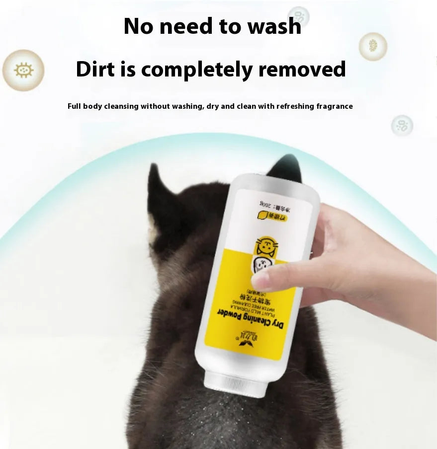 Pet dry cleaning powder 260g pack with non-woven fabric, available in lemon rose and mint fragrances