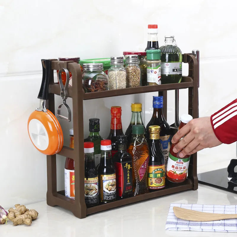 Foldable PP plastic kitchen storage rack in light grey colour with multilayer shelves