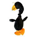 Latex rubber screaming chicken dog toy with squeaker in choice of black, green or orange.