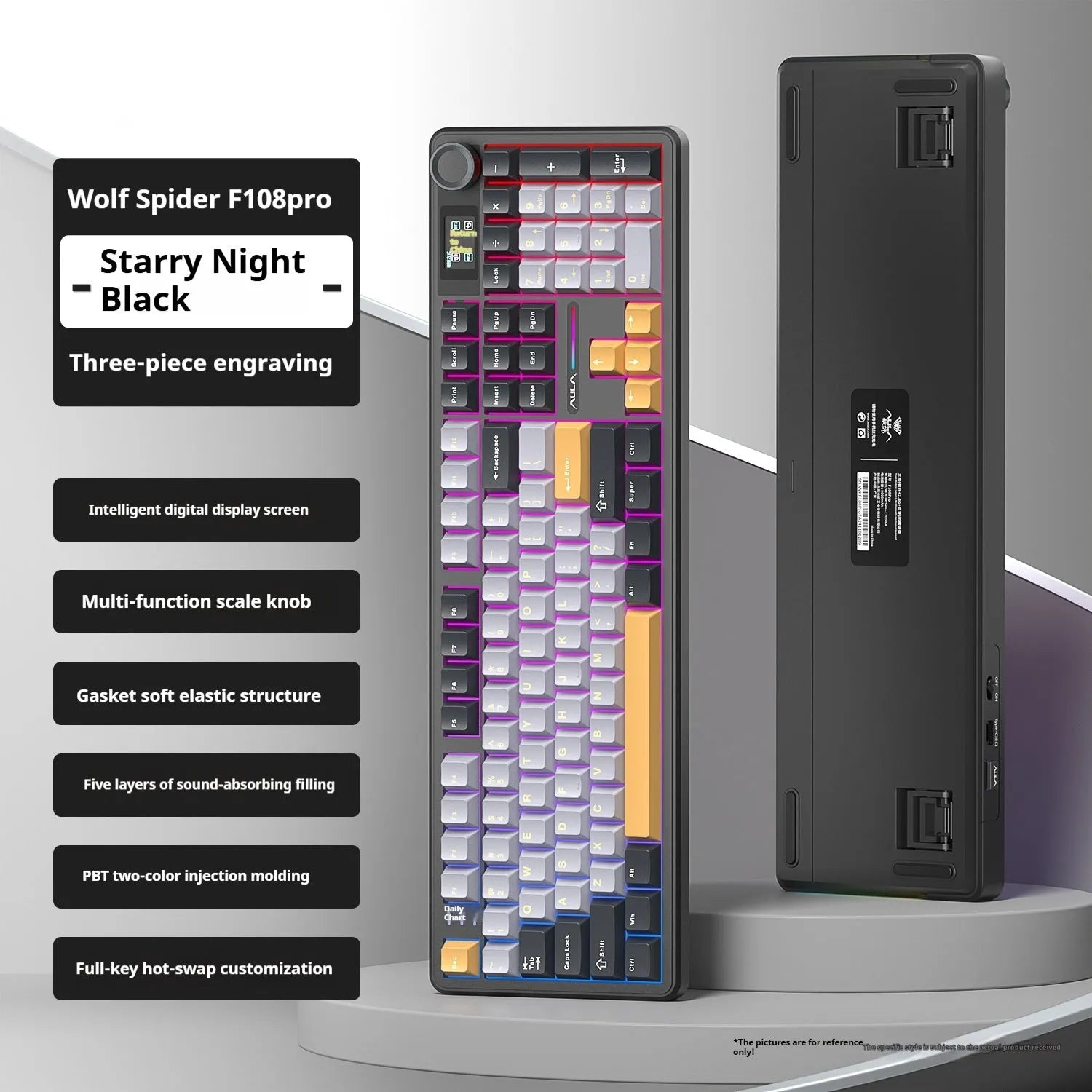 F108pro wireless mechanical keyboard in Milk Brown colour with USB cable and spare switch