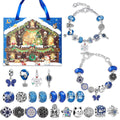 24 grid Christmas advent calendar in blue with flip doors and zinc alloy bracelet blind boxes