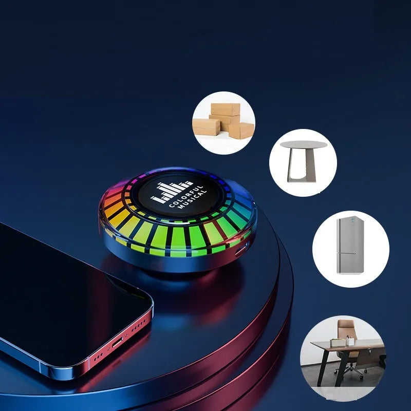 Small cube-shaped voice control LED ambience lamp with Bluetooth speaker and polar light effects