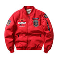 Men's slim-fit black retro cotton-padded coat with stand collar and patch pockets.