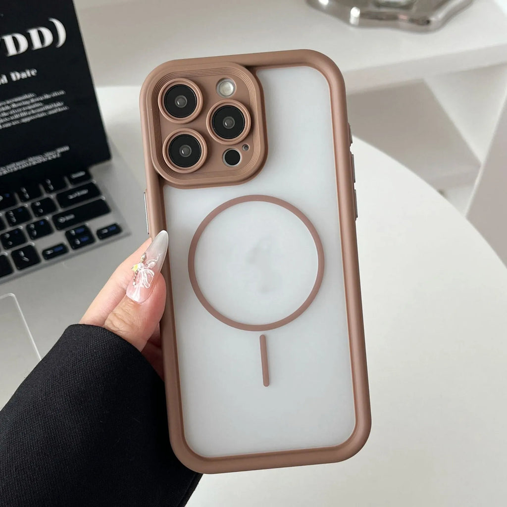 Magnetic skin-feel iPhone case for 11 to 16 Pro Max, TPU PC protective sleeve in black, blue, or gray