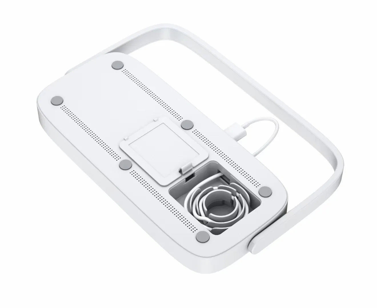 Three-in-one white wireless charger with night lamp for smartphones