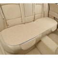 Linen plaid car cushion set showing hemmed edges in charm coffee colour arranged on car seat