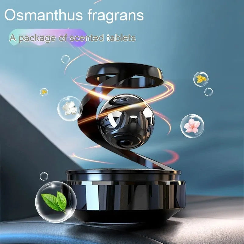 Solar-powered car aromatherapy perfume unit with fragrance liquid for vehicle odour removal