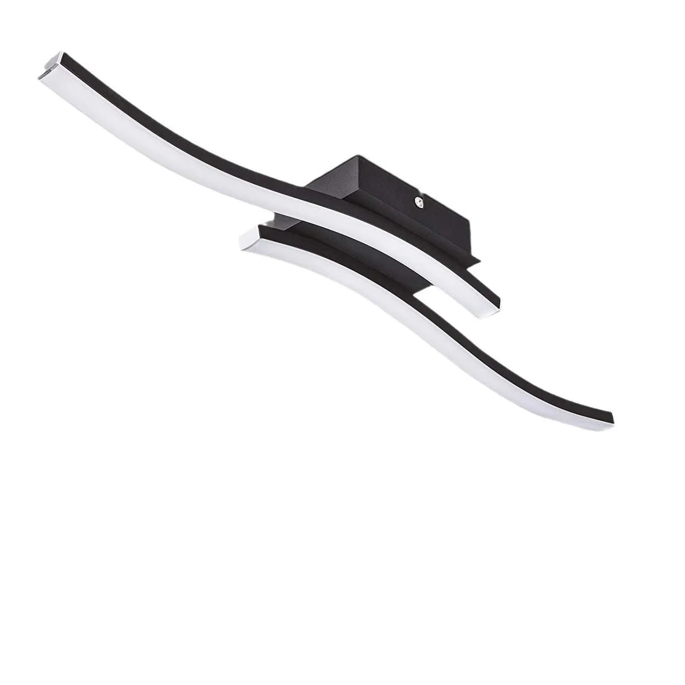 Modern minimalist black flush mount LED ceiling light with aluminium shade, shown on a white ceiling.