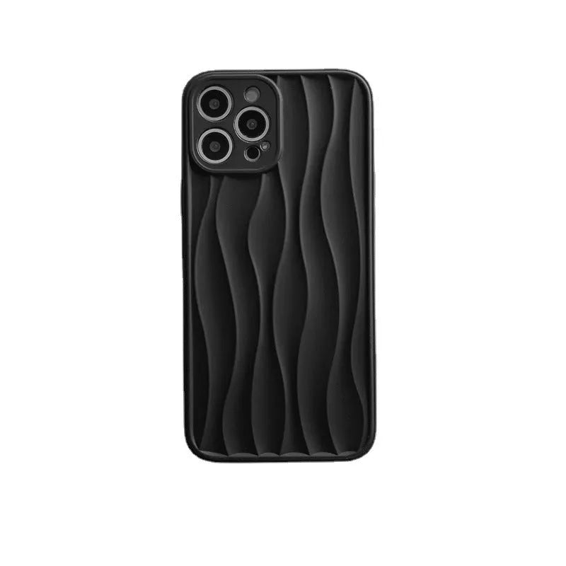 Water ripple midnight black TPU phone case for iPhone 14 series with fall prevention texture