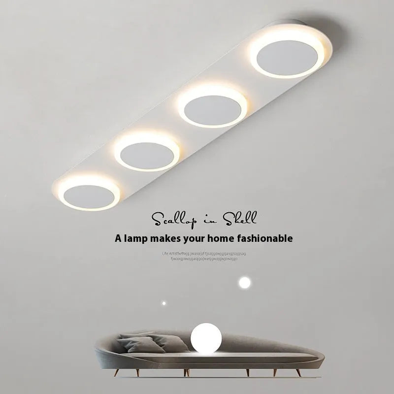 Strip ceiling lamp matte white 3 heads iron acrylic shade mounted on hallway ceiling