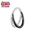 F136 titanium alloy fork nose ring body jewellery in silver, shown next to size options.