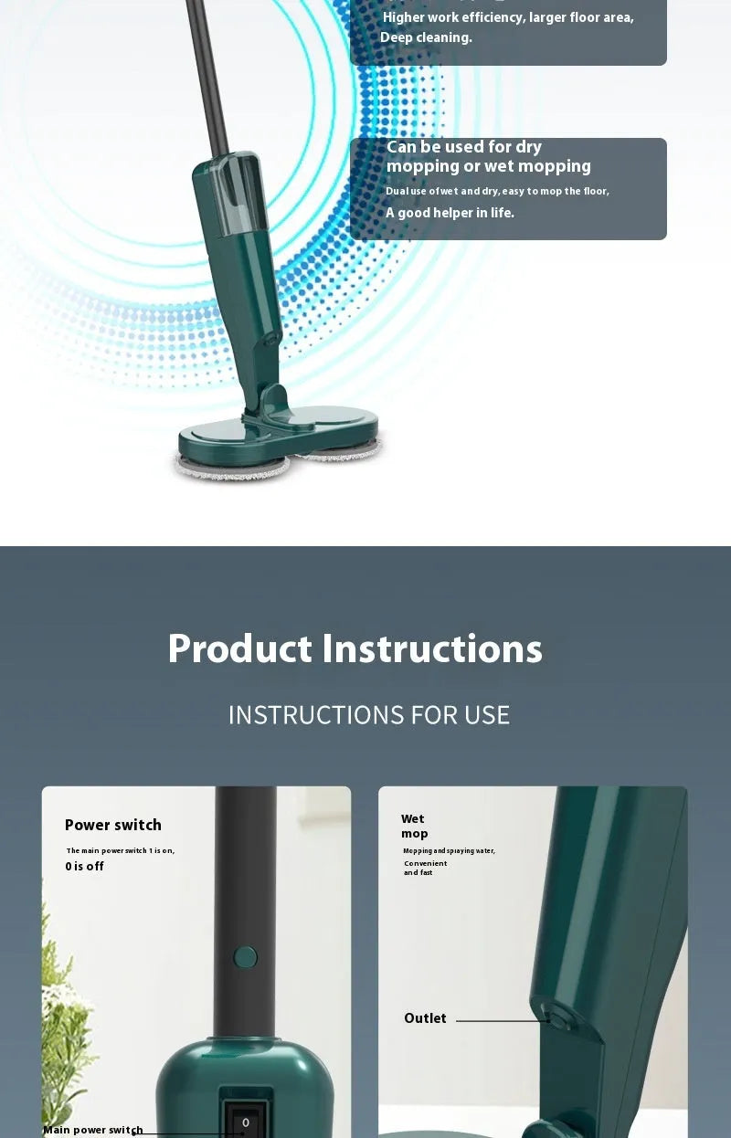 Wireless handheld sweeping and mopping all-in-one machine in S5 White or S5 Green colours