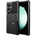 Card-inserting TPU PC protective back cover for Samsung S23 phone case in black