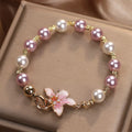 New Chinese style wisteria flower bracelet in pink imitation pearl for women