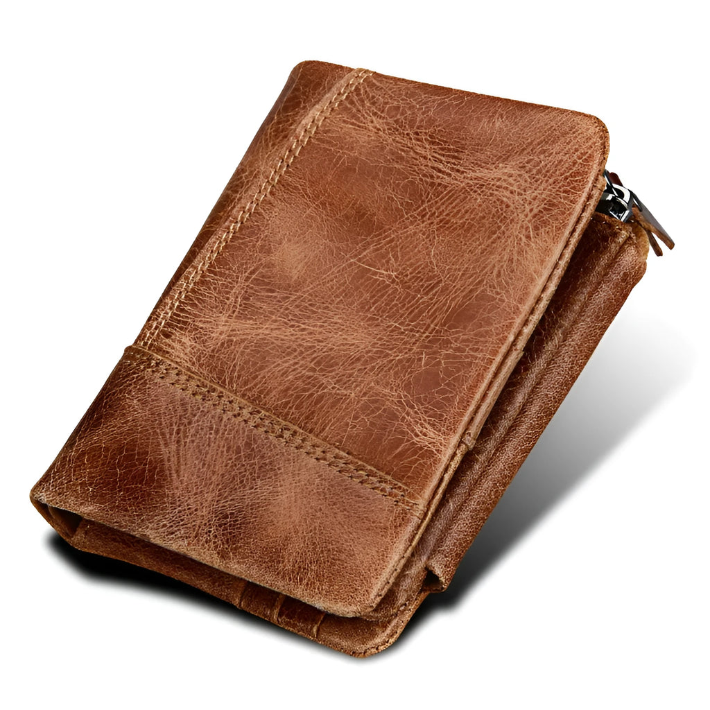 Retro genuine leather wallet for man with multiple card slots in brown colour