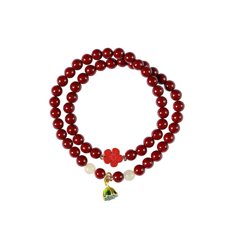 Purple Gold Sand women's bracelet with hand-woven 6mm beads and double circle design featuring Lotus seedpods