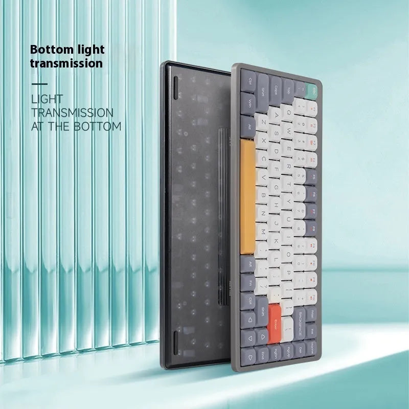 Good-looking short axis mechanical keyboard with Bluetooth, mute keys, red axis, white light, black and white colour variant