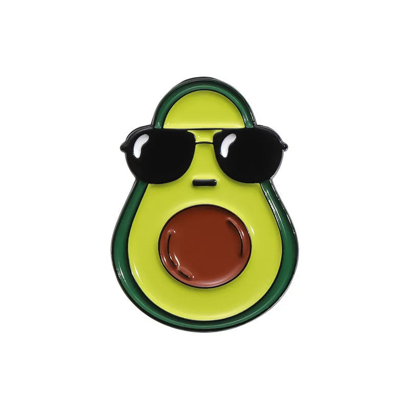 Colourful cartoon fruit zinc alloy brooch with pin back on denim jacket lapel