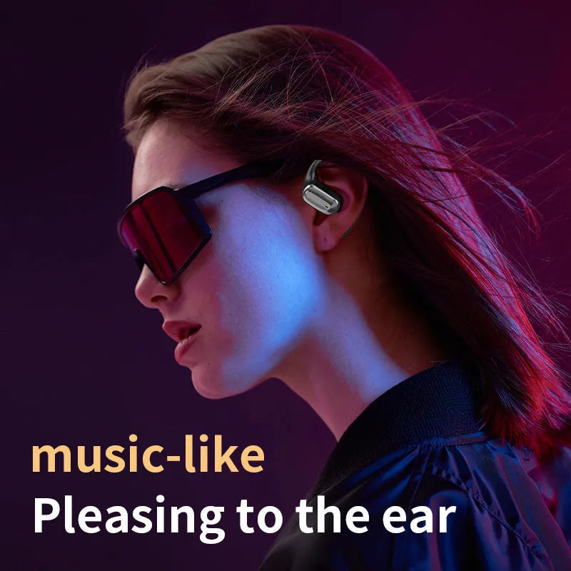 A16 wireless Bluetooth translation headphones with digital display, ear-mounted PC ABS design, Black or Skin Colour