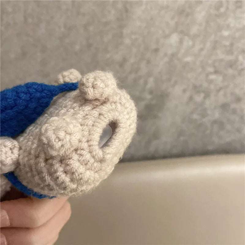 Hand-knitted koala bear design protective cover for Apple AirPods case.