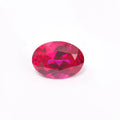 Artificial ruby gemstone in multiple cuts including round, princess square, and water drop shapes