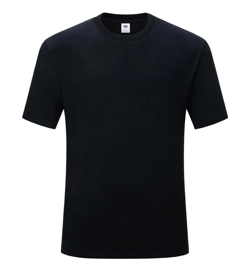 Cotton slim fit T-shirt with round neck and short sleeves in black or white