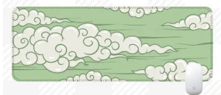 Large natural rubber desk mat with Japanese minimalist pattern on office desk