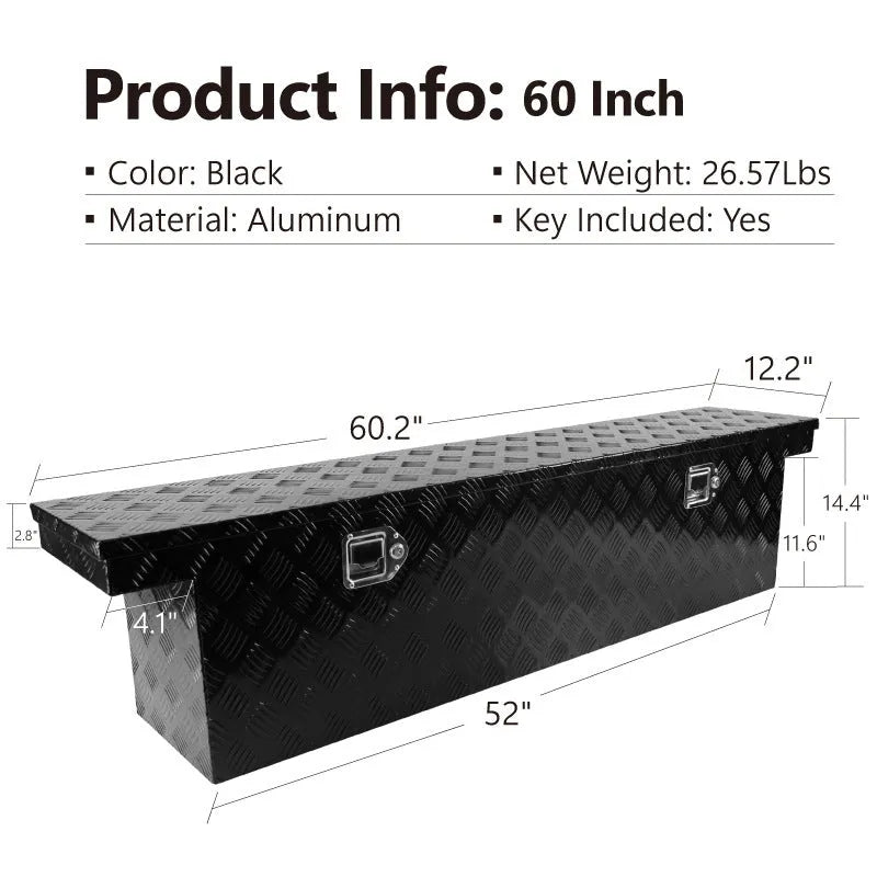 26-inch black aluminium T-casting toolbox with foam-lined interior for tool organisation