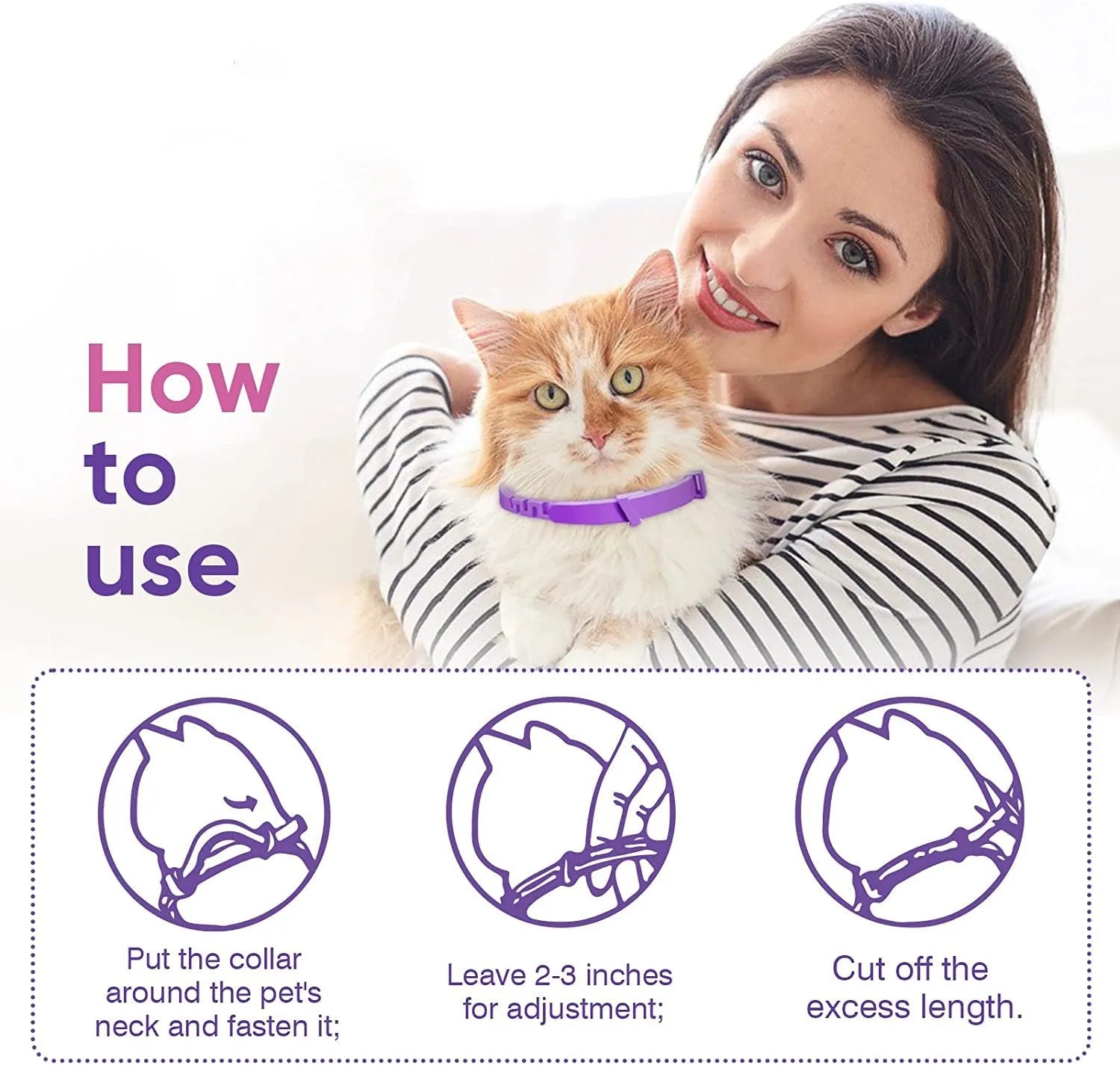Pet soothing calming collar for cats and dogs in plastic plain design, 3 pack or 4 pack, black colour option