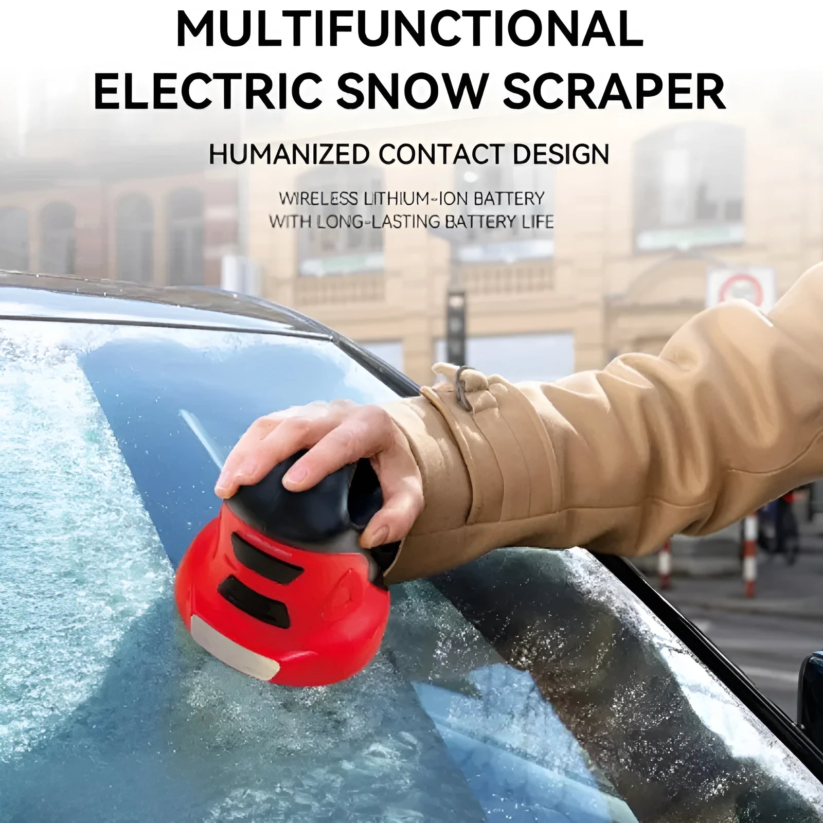 Plastic car ice scraper tool for winter snow removal with blue colour option