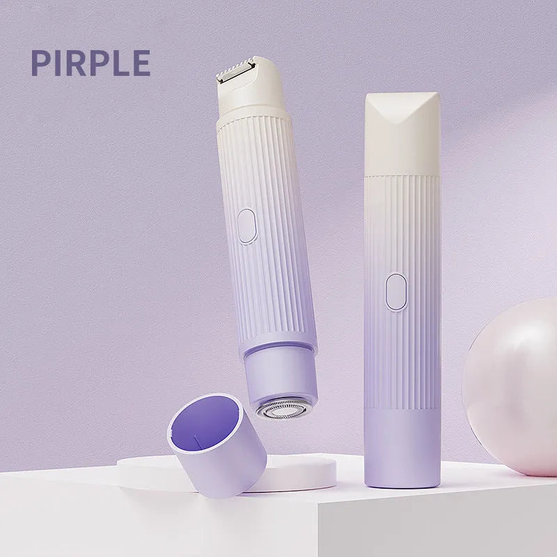 Digital display women's hair removal shaver in gradient purple colour with USB charging port