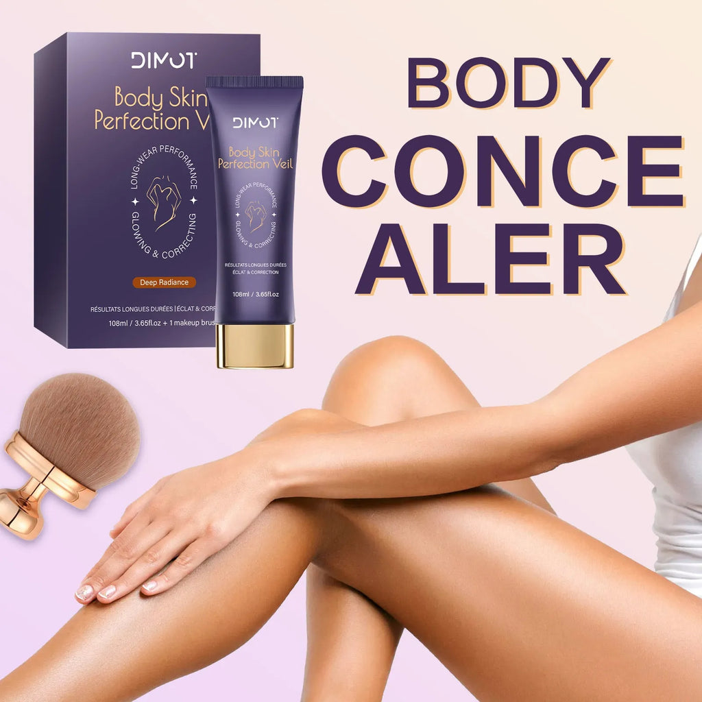 Waterproof body concealer cream with brush for tattoo and birthmark coverage in 108ml container