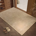 Beige linen home mat with plant and flower print, square shape, available in 40x60cm to 80x120cm