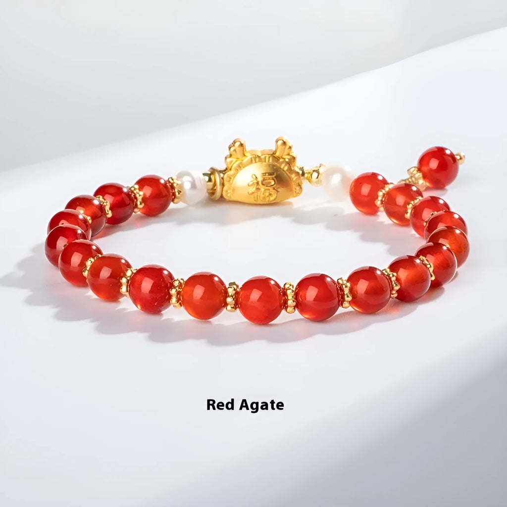 Handmade natural agate crystal bracelet with 8mm diamond-shaped beads in multiple colour options