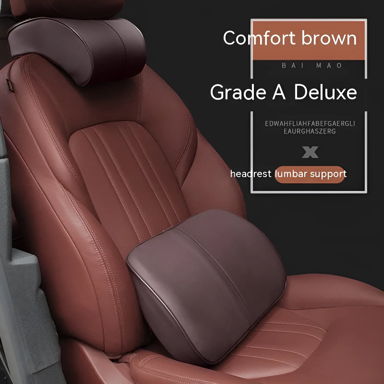 Memory foam car headrest with leather exterior in solid colour options