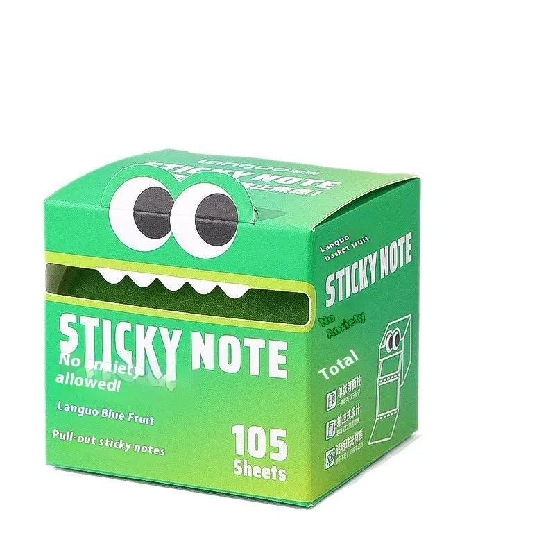 Box of pearl gradient transparent pull-out sticky notes with 105 pages in six colour options.