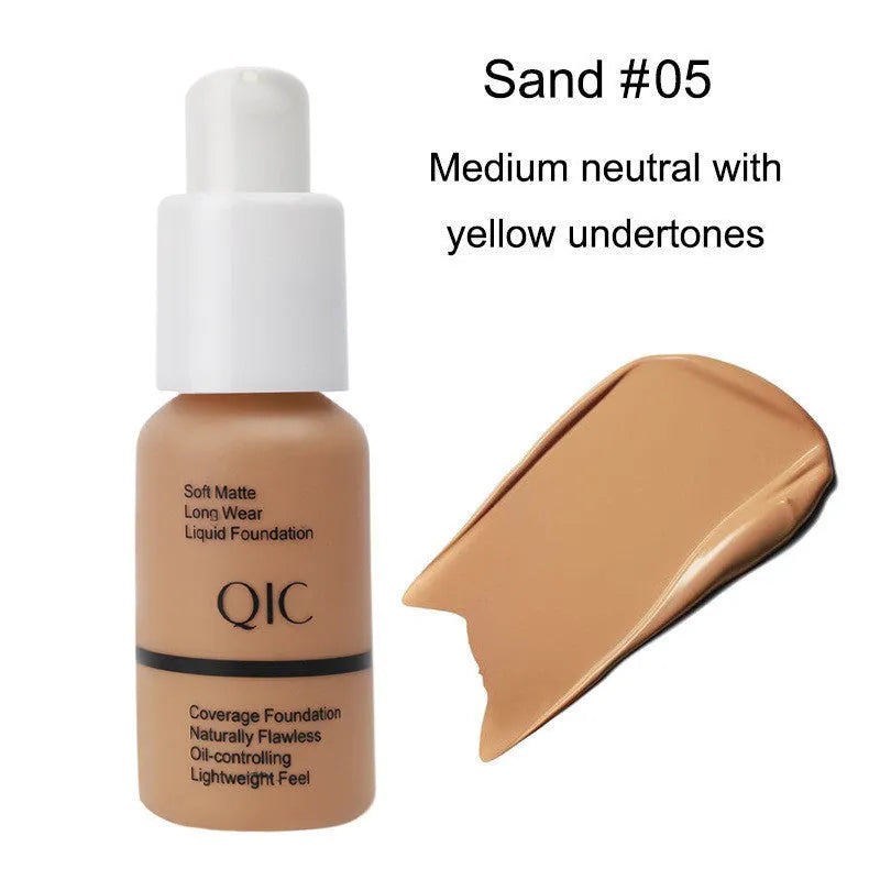 Concealer liquid foundation 30ml in five shades Porcelain Nude Warm Peach Buff Beige Sand for brightening and oil control