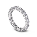S925 sterling silver ring with round geometric design in platinum white diamond finish