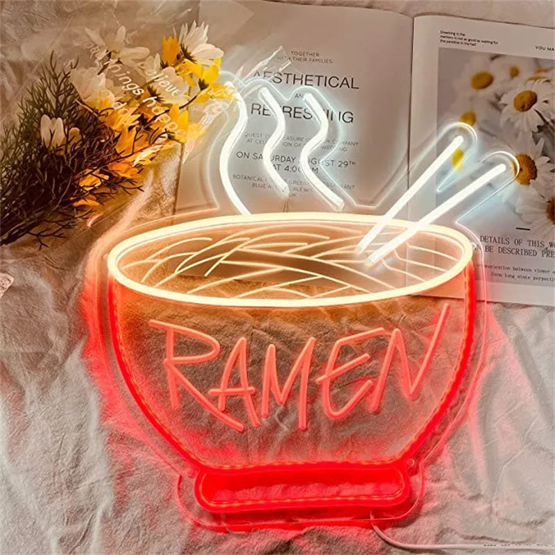 Creative noodle shaped red LED wall light with USB cable, acrylic shell, 40x38cm