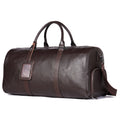 Men's black leather excursion tote bag with a single shoulder strap