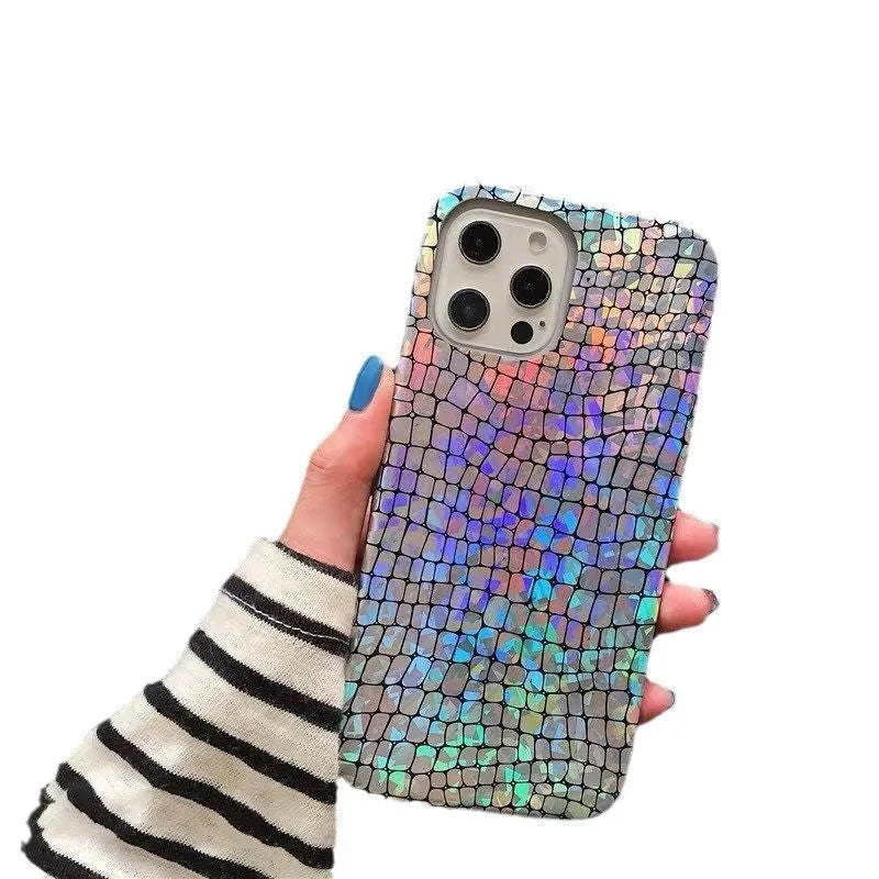 Laser crocodile pattern phone case for Apple iPhone models 11 to 16 XS Max and XR