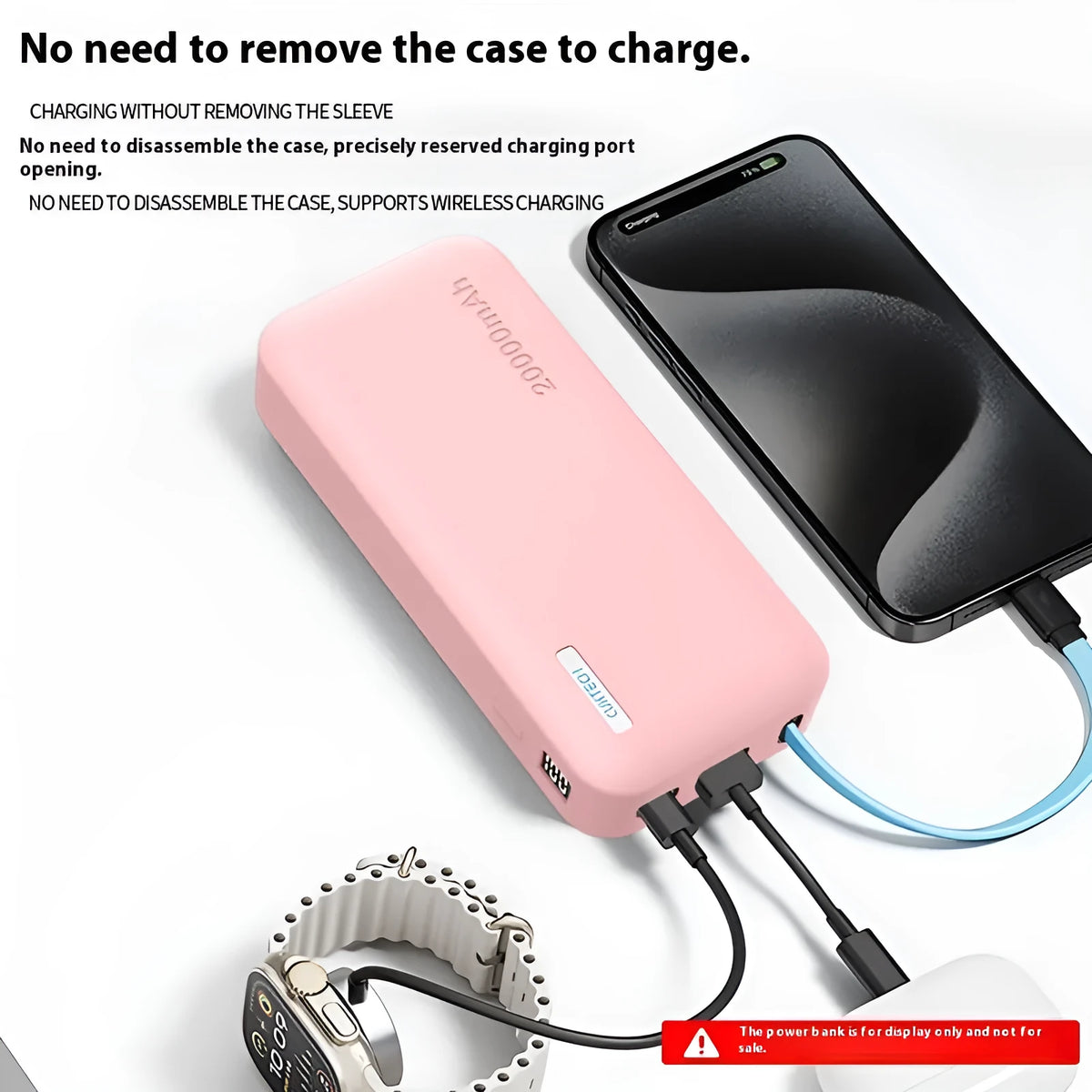 Silicone cover for Cool CP25 20000 mAh power bank in grey black or pink with pearlescent bag