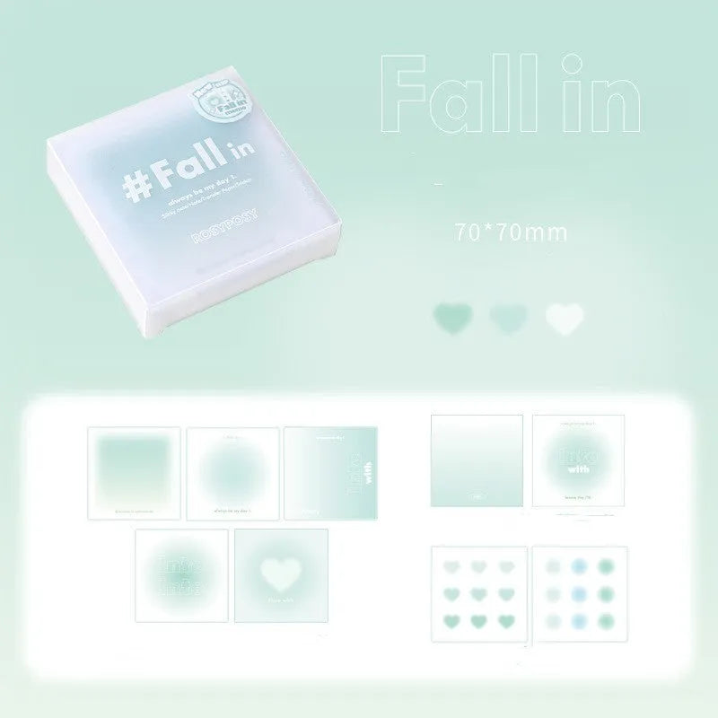 Square 70mm sticky notes and sulphate paper pad set in blush, green, purple, blue gradient colours.