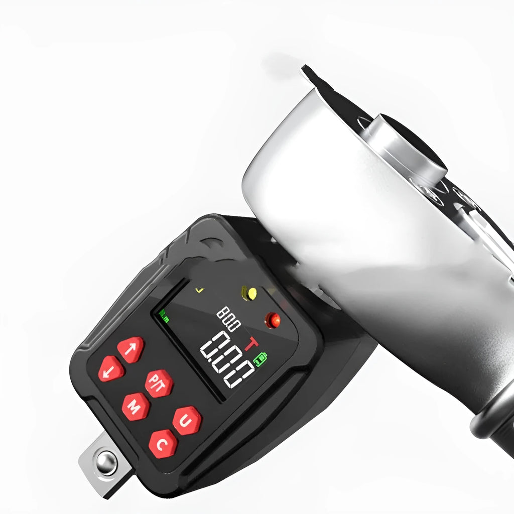 Digital torque meter with 1/2 inch square drive, part of a three-piece set with 200 Nm capacity.