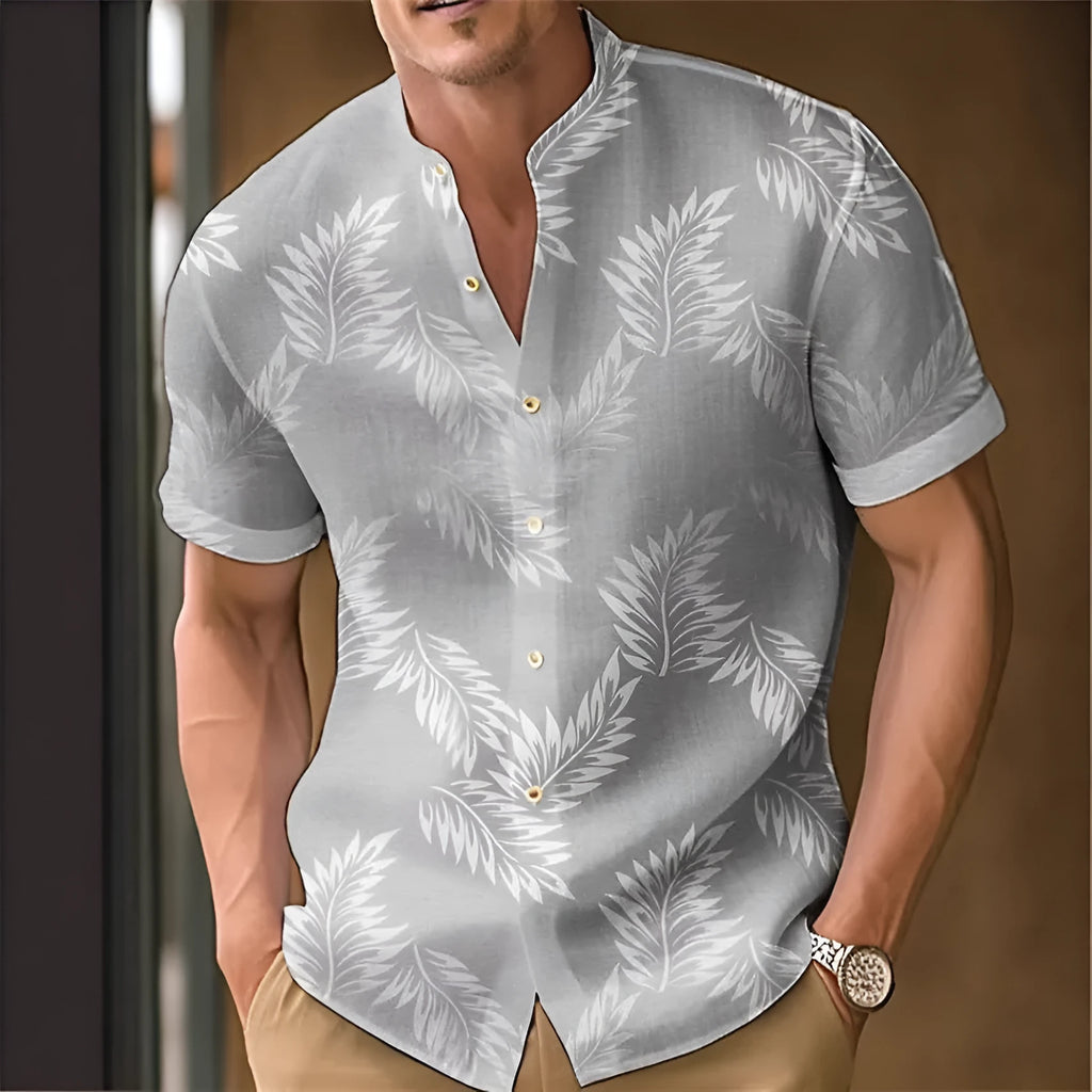 Men's printed casual shirt in polyester, available in multiple colours and sizes including XL and 4XL.