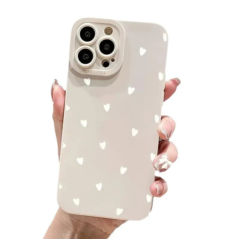 White pupils S039 white heart TPU phone back cover for iPhone showing white heart design on white background